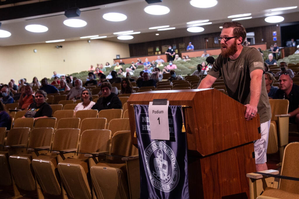 Many at the North Penn School District board meeting accused the board of choosing fear over freedom in considering a mask mandate for students in the upcoming school year