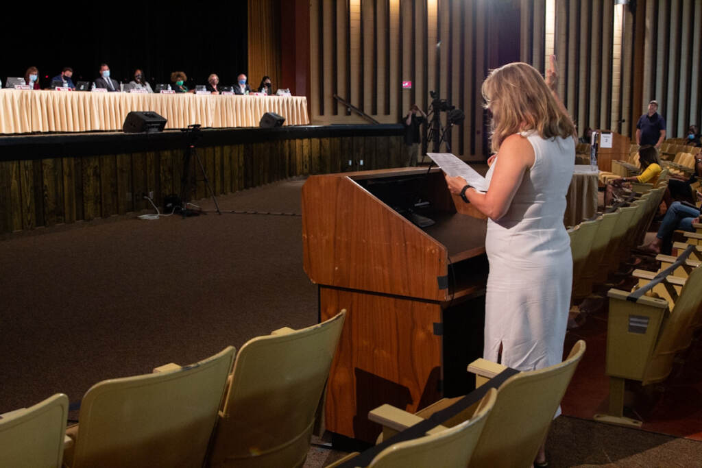 Parent Anne Montgomery testified to the board of the North Penn School District in support of classroom mask mandates