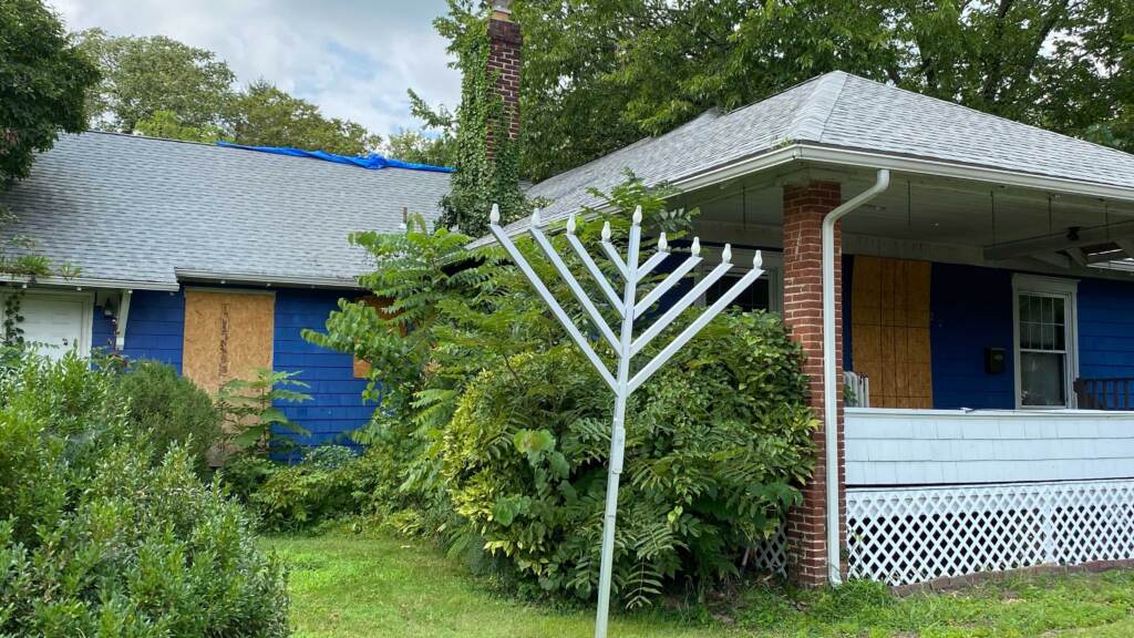 The Chabad Center remains boarded up.