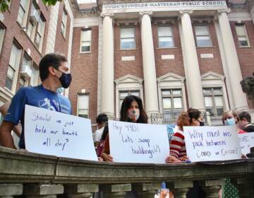 Masterman teachers protest outside school.