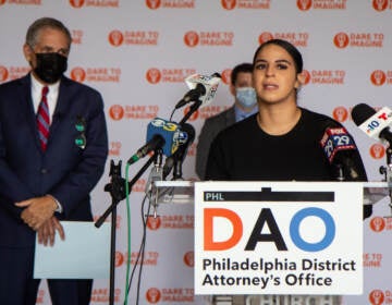 Joan Ortiz speaks at a DAO press conference.