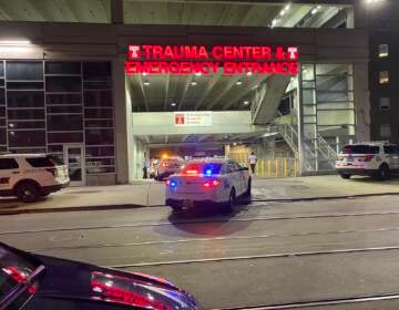 The exterior of the trauma center entrance of Temple Hospital