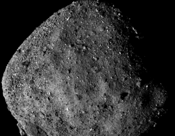 This image of Bennu, taken from a range of 15 miles, shows its unexpectedly rough and rocky surface.
(NASA/Goddard/University of Arizona)