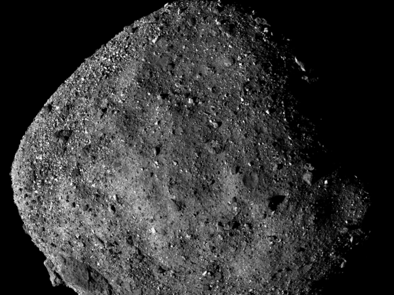This image of Bennu, taken from a range of 15 miles, shows its unexpectedly rough and rocky surface.
(NASA/Goddard/University of Arizona)
