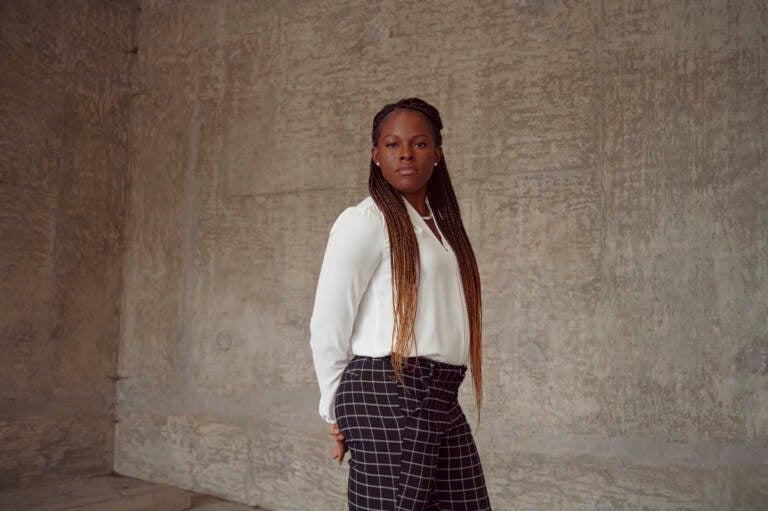 Crystal Ellington, a Black Army veteran, says she was disciplined for returning to base late after a flight delay, while white service members were given a pass for tardiness. (Meron Menghistab for NPR)