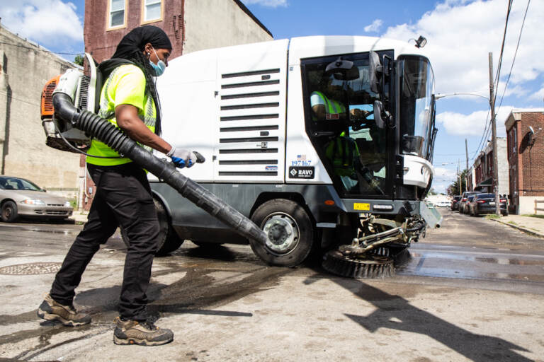 Philadelphia’s Streets Department demonstrate their mechanical street and sidewalk sweepers