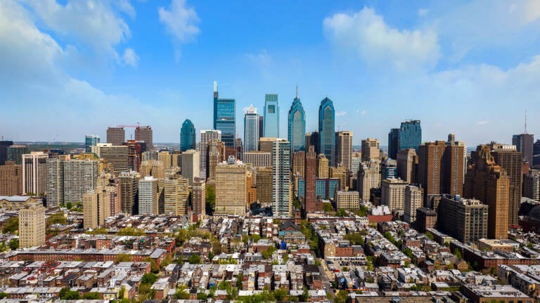 Philadelphia Skyline and City Hall William Penn Statue Aerial Drone  Photograph - Landscape