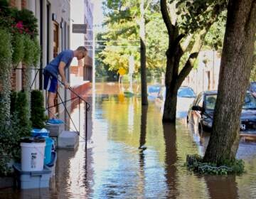 Person observes intense flooding in Philadelphia