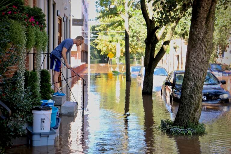 Person observes intense flooding in Philadelphia