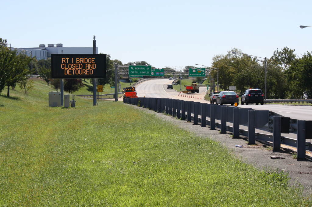 Traffic is pictured on the highway