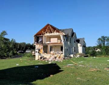 Damaged home in Mullica Hill New Jersey after tornado.