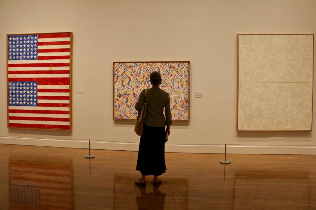 A lifetime retrospective of the work of Jasper Johns, organized by the Philadelphia Museum of Art and the Whitney Museum of American Art, is being presented simultaneously at both institutions. Visitors who attend the exhibition at one venue will get half-price admission to the other