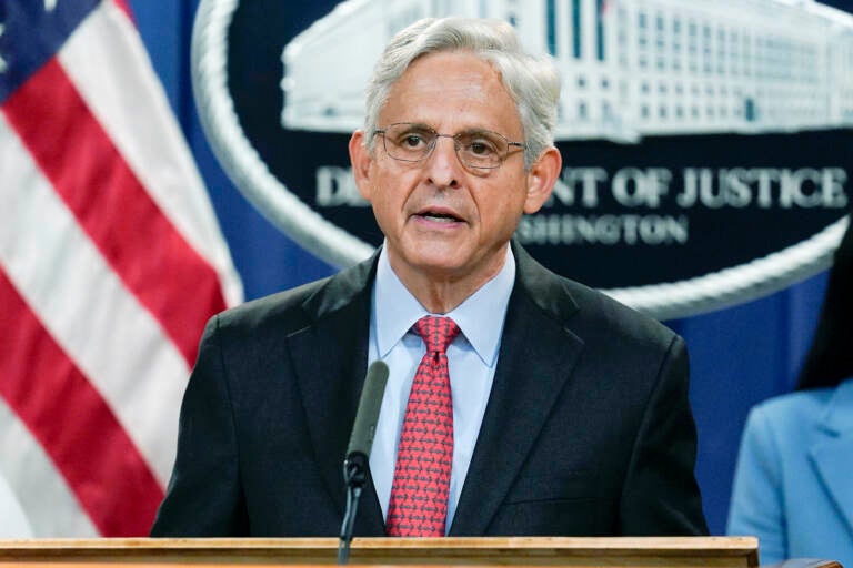 Attorney General Merrick Garland announces a lawsuit to block the enforcement of new Texas law that bans most abortions at the Justice Department in Washington, Thursday, Sept. 9, 2021