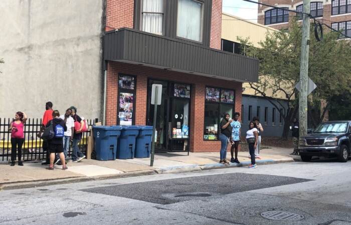 Most of the tiles were constructed by clients at the Creative Vision Factory in downtown Wilmington. (Cris Barrish/WHYY)