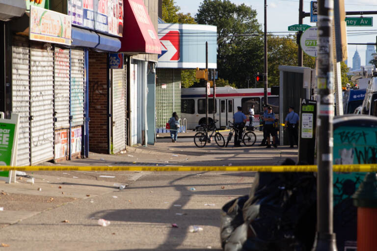 Police tape blocks off the scene of a mass shooting in Philly