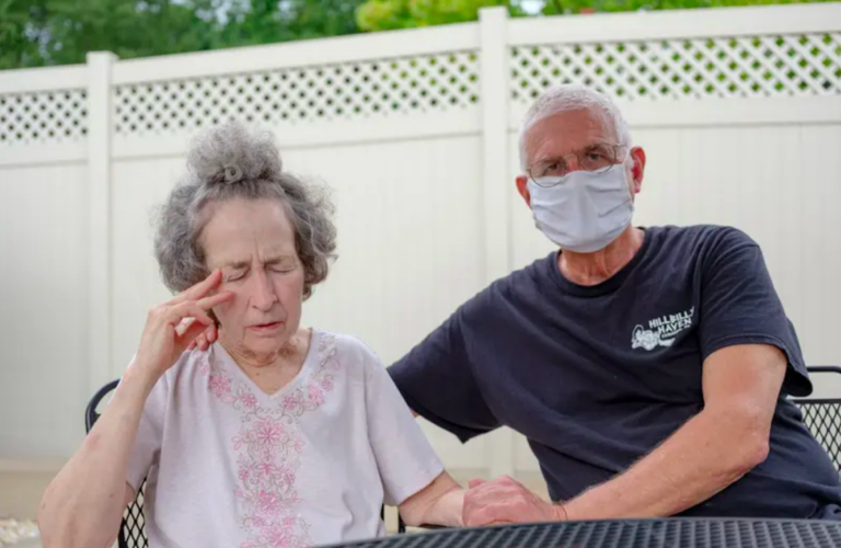 Pat Loughney (right) cared for his wife, Candy, in their home until she went into anaphylactic shock after eating medicated soap. Candy is one of 280,000 Pennsylvanians over the age of 64 living with Alzheimer’s disease, the most common cause of dementia. (Quinn Glabicki for Spotlight PA / Publicsource)