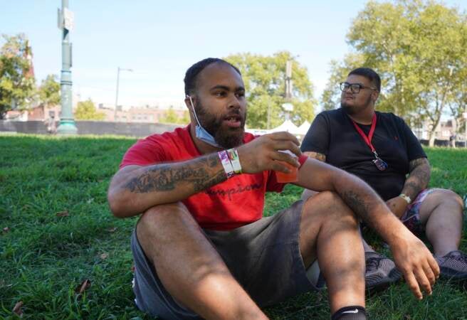 The floods weren't going to stop Marvin Davis, 24, from getting to the Made in America festival. He was prepared to bring out the canoe if necessary