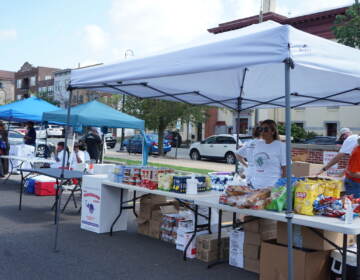 The food distribution station came prepared to donate as much as possible