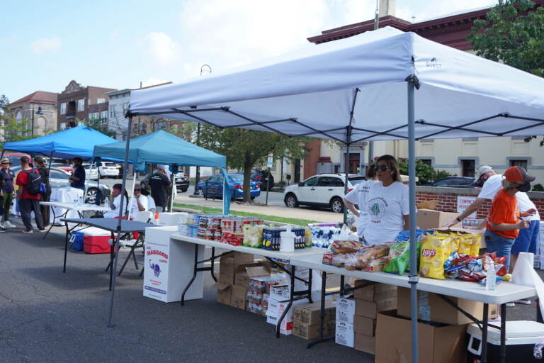 The food distribution station came prepared to donate as much as possible