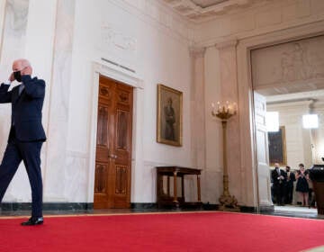 President Biden walks from the podium in the White House