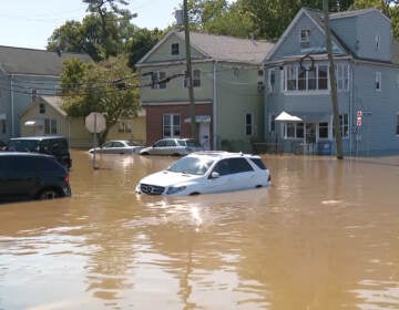 Cars are pictured sitting in Ida's floodwaters