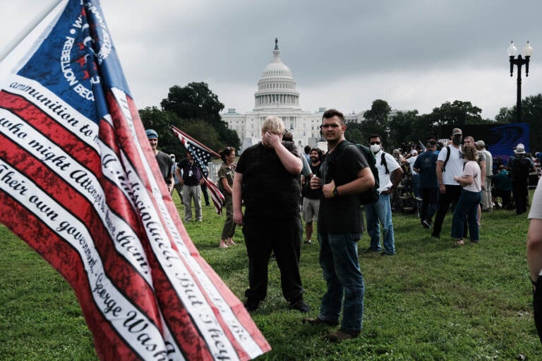 Supporters of those charged in the January 6 attack on the U.S. Capitol attend the ‘Justice for J6’ rally near the U.S. Capitol September 18, 2021 in Washington, DC