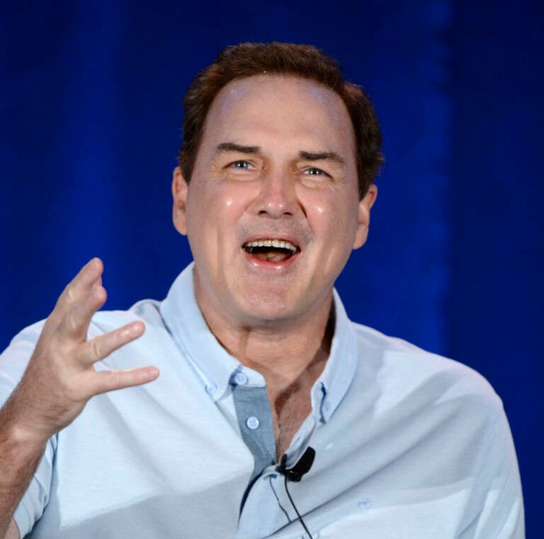 Norm Macdonald speaks during a panel discussion of reality television talent show 
