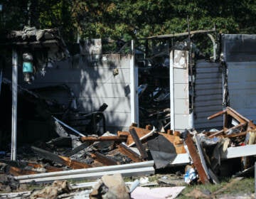 A storm-damaged home