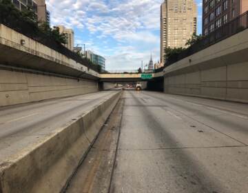 A cleared out Vine Street Expressway