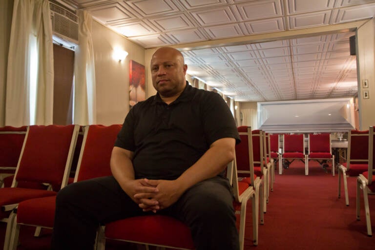 Michael Forrest is the director and owner of Forrest-Walker Funeral home in West Philadelphia. (Kimberly Paynter/WHYY)