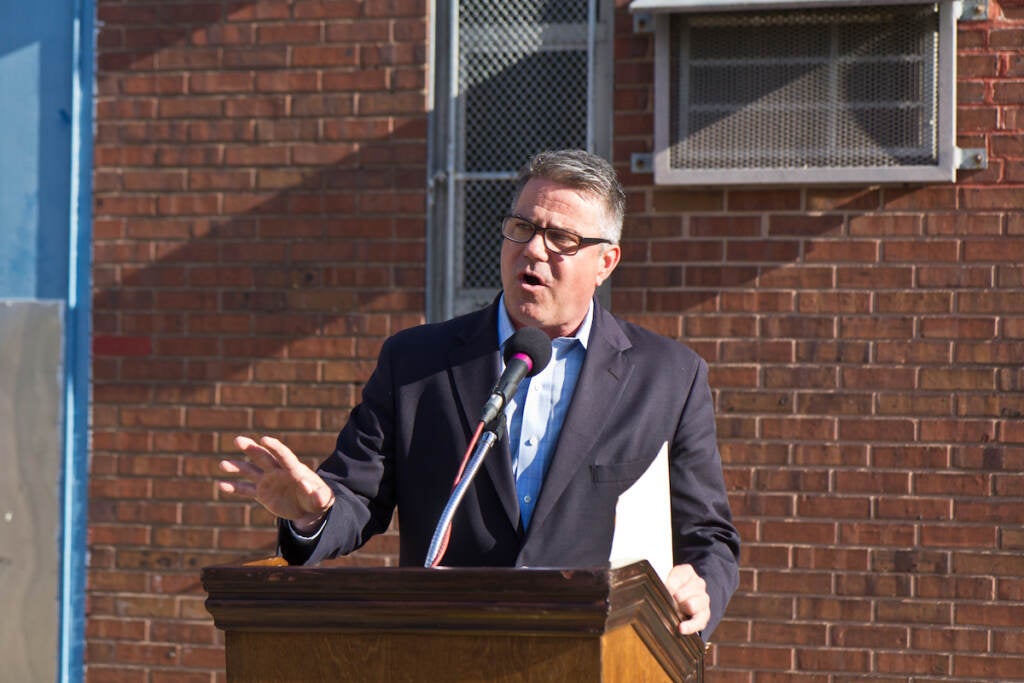 District 6 City Council Representative Booby Henon spoke at the ceremonial groundbreaking at Glavin playground on Sept. 30, 2021, slated to receive upgrades from the city’s Rebuild program