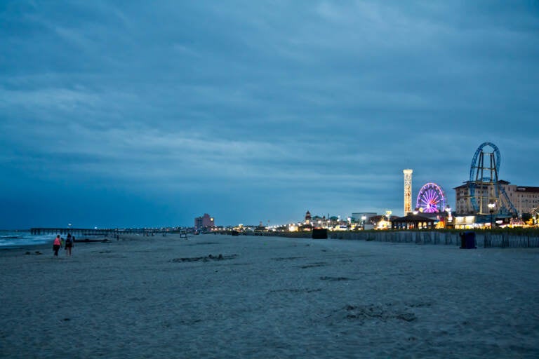 A view of the beach at Ocean City, N.J., at dusk.