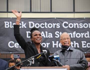 Dr. Ala Stanford speaks glowingly of Pastor Glen Spaulding of the Deliverance Evangelistic Church, who provided the space for her new medical clinic in North Philadelphia. (Emma Lee/WHYY)