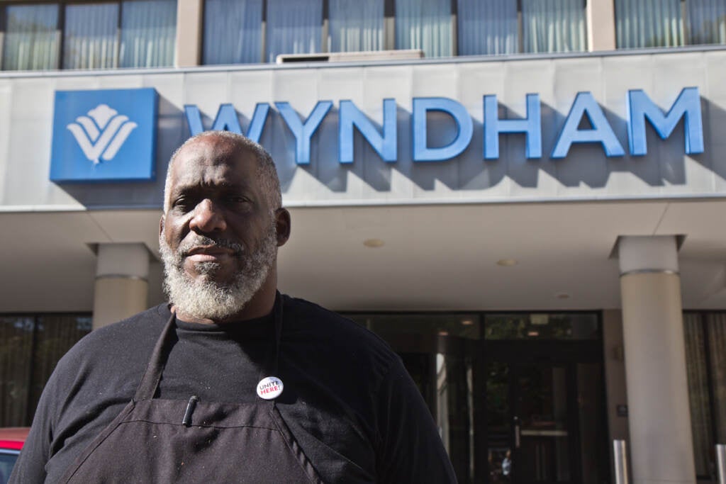 5-year Wyndham Hotel cook Phillip Littlepage said he voted to strike outside the hotel in Philadelphia on Oct. 28, 2021