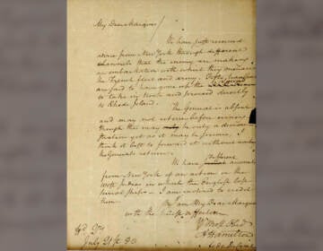 FILE - This image filed May 15, 2019, in federal court as part of a forfeiture complaint by the U.S. attorney's office in Boston shows a 1780 letter from Alexander Hamilton to the Marquis de Lafayette, that was stolen from the Massachusetts Archives decades ago.  The letter written by  Hamilton during the Revolutionary War and believed stolen decades ago from the Massachusetts state archives was returned Tuesday, Oct. 12, 2021, following a federal appeals court decision. (U.S. Attorney's Office via AP)