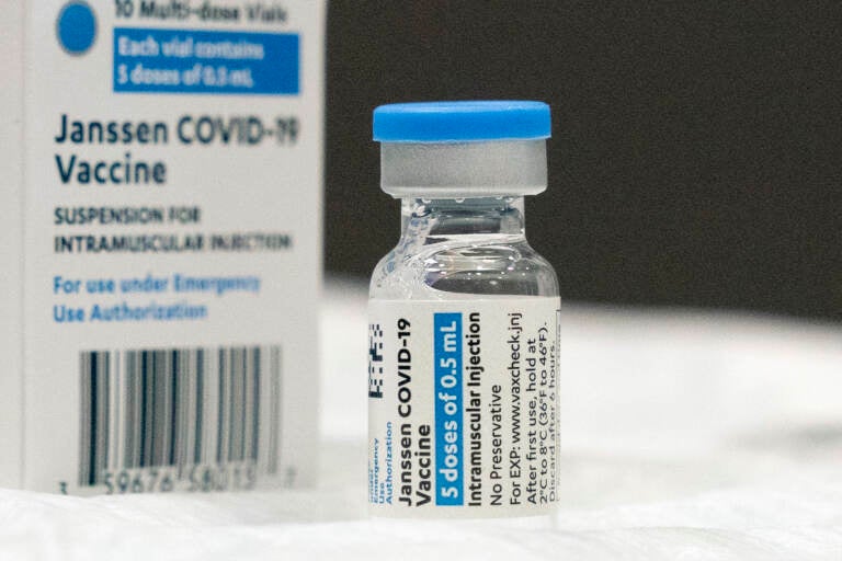 A vial of the Johnson & Johnson COVID-19 vaccine