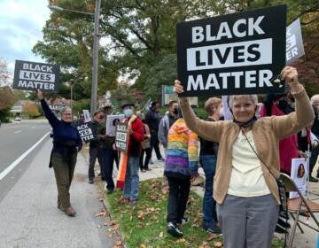 People gathered for a vigil for Walter Wallace Jr. at the Germantown Unitarian Society in Philadelphia