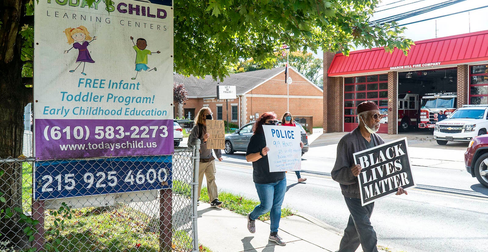 The Justice for Fanta Bility silent march in Sharon Hill, PA on 10/17/21. Fanta Bility was an eight year old girl who was shot and killed outside of a football game at Academy Park High School on August 27, 2021. The march had been organized and  led by the UDTJ and Delco Resists as a way to honor Fanta’s life as well as call for police accountability. 
[DANIELLA HEMINGHAUS]