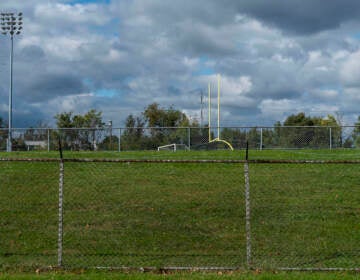 A section of the Academy Park High School football stadium.
[Daniella Heminghaus for WHYY]
