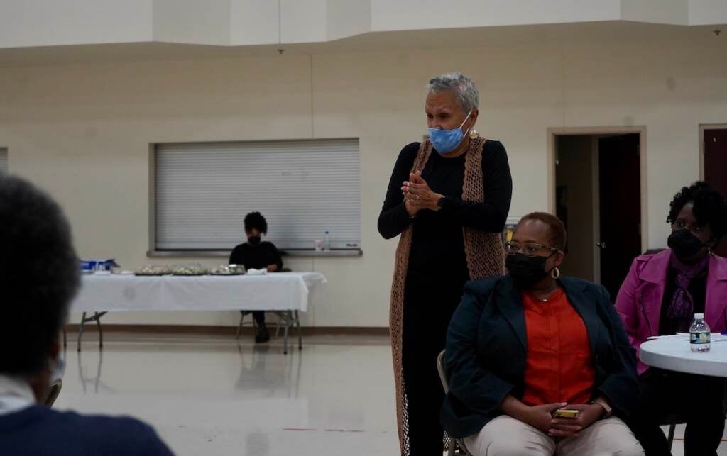 Philly school board vice president Leticia Egea-Hinton (center) says that the board has undergone a _rigorous public engagement process_ in the search for Hite's replacement