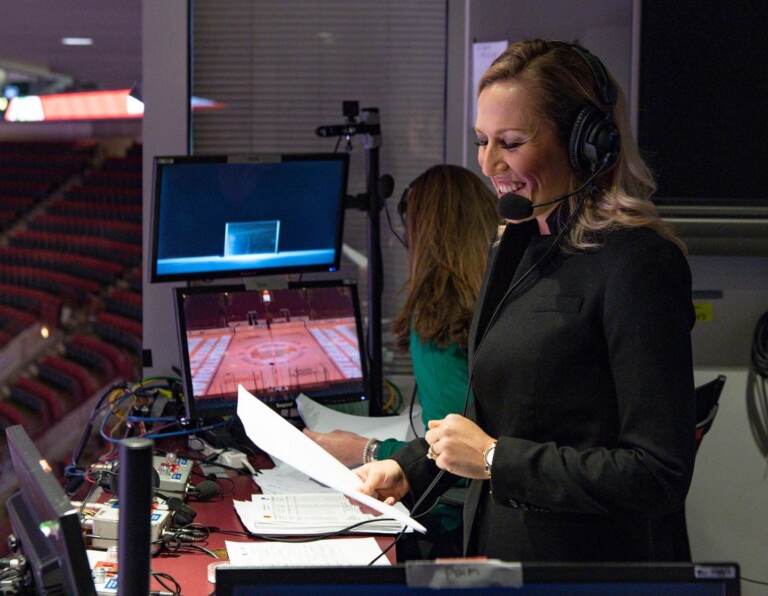 Kate Scott in the commentary booth