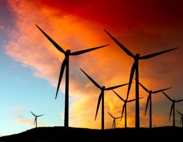 Wind farm silhouette