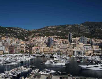 Yachts are moored at the Hercules Port in Monaco