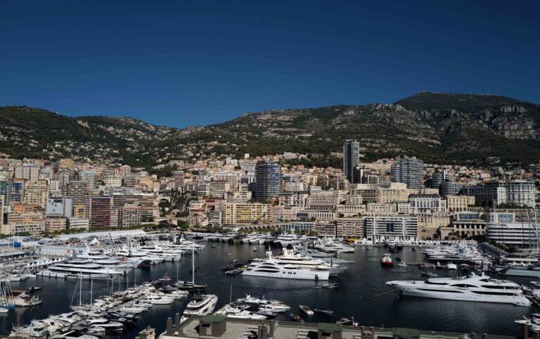Yachts are moored at the Hercules Port in Monaco