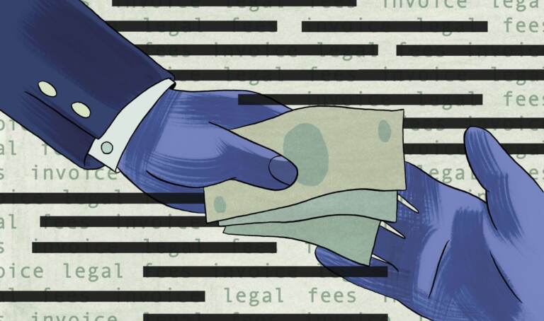 An illustration shows cash exchanging hands.