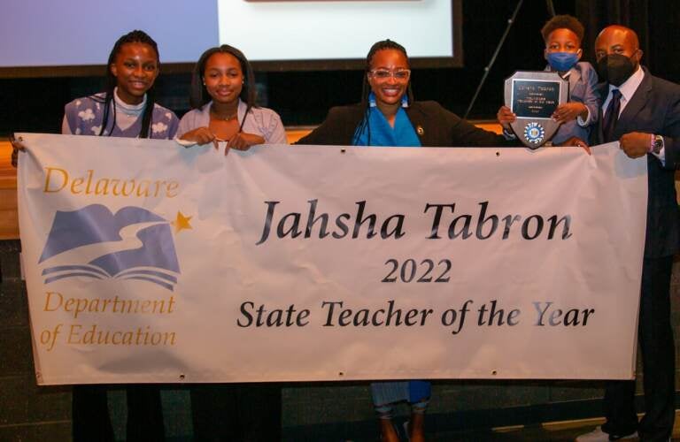 Brandywine School District special education teacher Jahsha Tabron was named Delaware's teacher of year during a ceremony in Dover Monday night