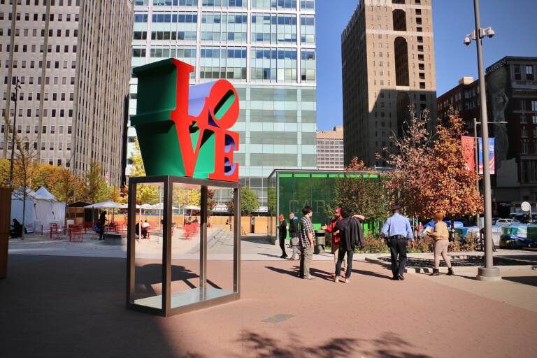 LOVE Park was the scene of a fatal shooting Tuesday night. A security guard for the Christmas Village has been charged