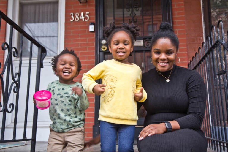 Meaghan Washington with her children, Naïm and Ife, at their Philadelphia home