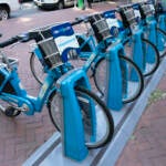 Indego bicycles set in a rack in Philly