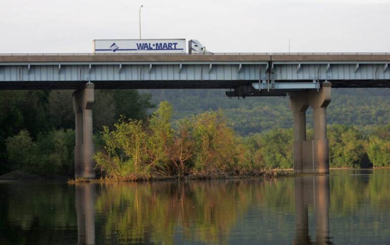 A WalMart truck passes over the Susquehanna River on Interstate 81 in Harrisburg, Pa., Tuesday May 9, 2006. (Carolyn Kaster / AP Photo)



